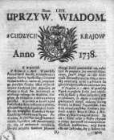 Uprzywilejowane Wiadomości z Cudzych 1738, Nr 69