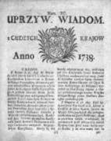 Uprzywilejowane Wiadomości z Cudzych 1738, Nr 90