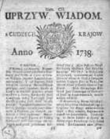 Uprzywilejowane Wiadomości z Cudzych Krajów 1738, Nr 102