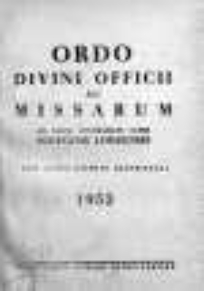 Ordo Divini Officii ac Missarum ad usum Vernerabilis Cleri Dioecesis Lodzensis pro Anno Domini 1952