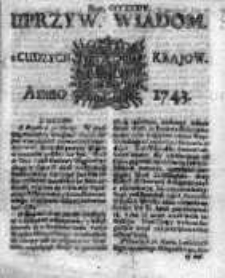 Uprzywilejowane Wiadomości z Cudzych Krajów 1743, Nr 334