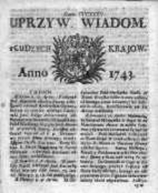 Uprzywilejowane Wiadomości z Cudzych Krajów 1743, Nr 335