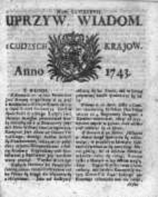 Uprzywilejowane Wiadomości z Cudzych Krajów 1743, Nr 337
