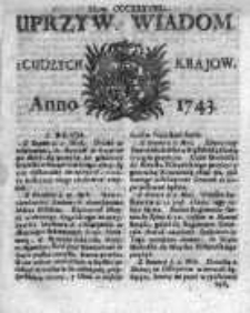 Uprzywilejowane Wiadomości z Cudzych Krajów 1743, Nr 338