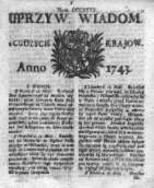 Uprzywilejowane Wiadomości z Cudzych Krajów 1743, Nr 340