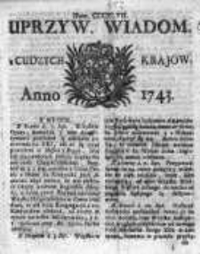 Uprzywilejowane Wiadomości z Cudzych Krajów 1743, Nr 347