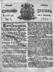 Stettinische Zeitung. Königlich privilegirte 1777, Nr 1