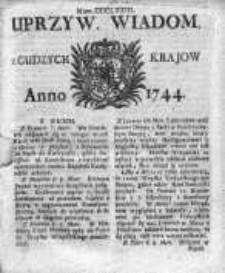 Uprzywilejowane Wiadomości z Cudzych Krajów 1744, Nr 373