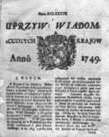 Uprzywilejowane Wiadomości z Cudzych Krajów 1749, Nr 687