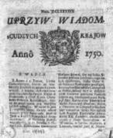 Uprzywilejowane Wiadomości z Cudzych Krajów 1750, Nr 699