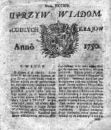 Uprzywilejowane Wiadomości z Cudzych Krajów 1750, Nr 713