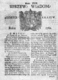 Uprzywilejowane Wiadomości z Cudzych Krajów 1760, Nr 29