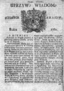 Uprzywilejowane Wiadomości z Cudzych Krajów 1760, Nr 36