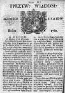 Uprzywilejowane Wiadomości z Cudzych Krajów 1760, Nr 41