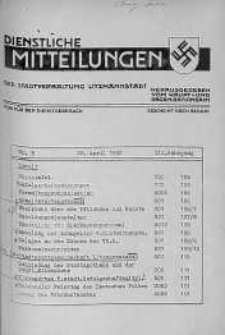 Dienstliche Mitteilungen die Stadtverwaltung Litzmannstadt 22 kwiecień 1942 nr 9