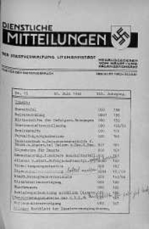 Dienstliche Mitteilungen die Stadtverwaltung Litzmannstadt 22 lipiec 1942 nr 15