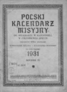Polski Kalendarz Misyjny OO. Trapistów w Mariannhill w Południowej Afryce R. 40, 1931