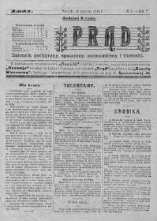 Prąd : dziennik polityczny, społeczny, ekonomiczny i literacki 15 grudzień R. 5. 1914 nr 9