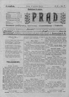 Prąd : dziennik polityczny, społeczny, ekonomiczny i literacki 16 grudzień R. 5. 1914 nr 10