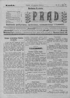 Prąd : dziennik polityczny, społeczny, ekonomiczny i literacki 18 grudzień R. 5. 1914 nr 11a