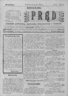 Prąd : dziennik polityczny, społeczny, ekonomiczny i literacki 27 grudzień R. 5. 1914 nr 17