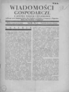 Wiadomośći Gospodarcze z Austrii, Węgier i Jugosławii 1929, R.3, Nr 11