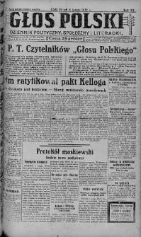 Głos Polski : dziennik polityczny, społeczny i literacki 8 luty 1929 nr 38