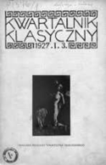 Kwartalnik Klasyczny 1927, R. I, Nr 3