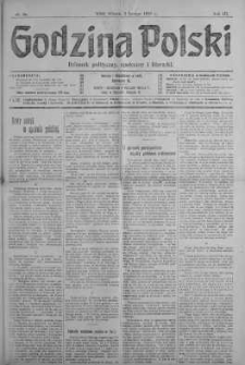 Godzina Polski : dziennik polityczny, społeczny i literacki 2 luty 1918 nr 33