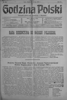 Godzina Polski : dziennik polityczny, społeczny i literacki 15 luty 1918 nr 46