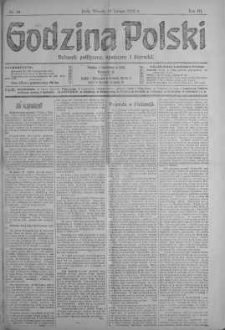 Godzina Polski : dziennik polityczny, społeczny i literacki 19 luty 1918 nr 49