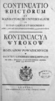 Kontinuacya Wyrokow y Rozkazow Powszechnych w Galicyi i Lodomeryi Królewstwach Wypadłych 1795