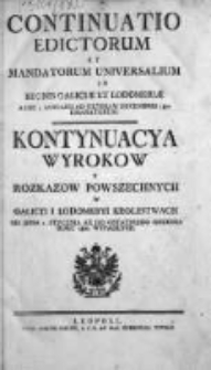 Kontinuacya Wyrokow y Rozkazow Powszechnych w Galicyi i Lodomeryi Królewstwach Wypadłych 1800