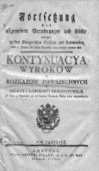 Kontinuacya Wyrokow y Rozkazow Powszechnych w Galicyi i Lodomeryi Królewstwach Wypadłych 1818
