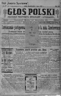 Głos Polski : dziennik polityczny, społeczny i literacki 1 lipiec 1929 nr 177