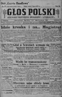 Głos Polski : dziennik polityczny, społeczny i literacki 3 lipiec 1929 nr 179