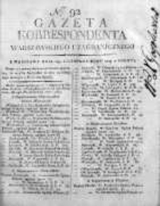 Korespondent Warszawski Donoszący Wiadomości Krajowe i Zagraniczne 1809, Nr 92