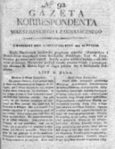 Gazeta Korrespondenta Warszawskiego i Zagranicznego 1818 II, Nr 92