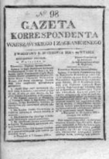 Gazeta Korrespondenta Warszawskiego i Zagranicznego 1826, Nr 98