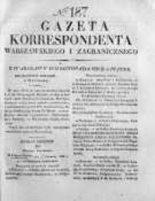 Gazeta Korrespondenta Warszawskiego i Zagranicznego 1826, Nr 187