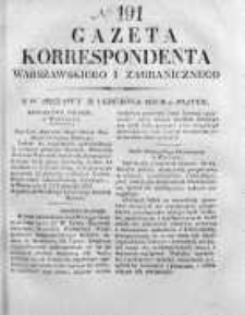 Gazeta Korrespondenta Warszawskiego i Zagranicznego 1826, Nr 191