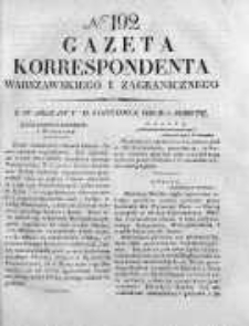 Gazeta Korrespondenta Warszawskiego i Zagranicznego 1826, Nr 192