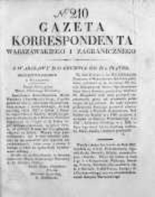 Gazeta Korrespondenta Warszawskiego i Zagranicznego 1826, Nr 210