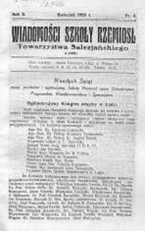 Wiadomości Szkoły Rzemiosł Towarzystwa Salezjańskiego kwiecień R. 2. 1926 nr 4