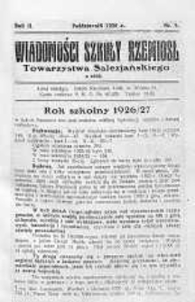 Wiadomości Szkoły Rzemiosł Towarzystwa Salezjańskiego październik R. 2. 1926 nr 8