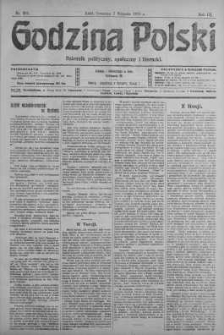 Godzina Polski : dziennik polityczny, społeczny i literacki 1 sierpień 1918 nr 208
