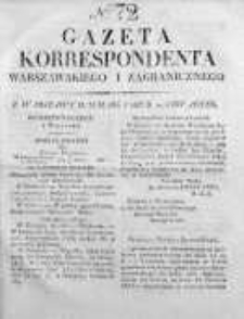 Gazeta Korrespondenta Warszawskiego i Zagranicznego 1827, Nr 72