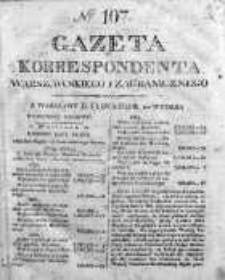 Gazeta Korrespondenta Warszawskiego i Zagranicznego 1825, Nr 107