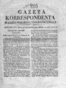 Gazeta Korrespondenta Warszawskiego i Zagranicznego 1828, Nr 216