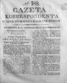 Gazeta Korrespondenta Warszawskiego i Zagranicznego 1825, Nr 182
